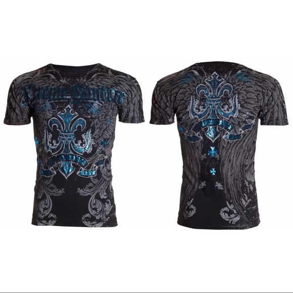 Xtreme Couture by Affliction Men's T-Shirt SANDSTONE Black Biker Cross S-5XL - Picture 1 of 6